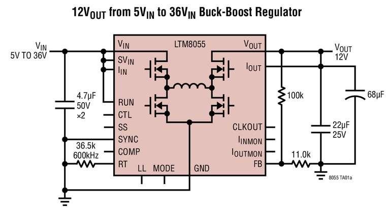 Régulateurs µModule, abaisseurs-élévateurs, 60V/4A et 36V/8A, en boîtier BGA 15mm x 15mm Régulateurs µModule, abaisseurs-élévateurs, 60V/4A et 36V/8A, en boîtier BGA 15mm x 15mm