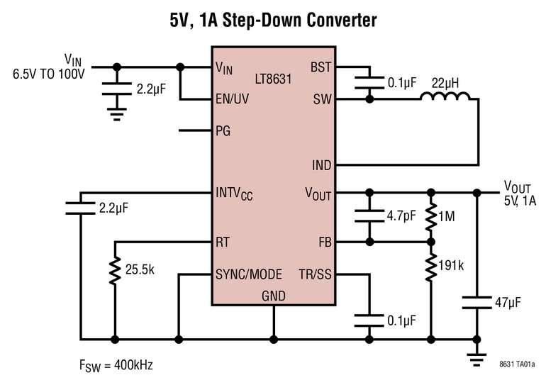 Régulateur abaisseur, synchrone, 100V, 1A, requérant un courant de repos de seulement 7µA Régulateur abaisseur, synchrone, 100V, 1A, requérant un courant de repos de seulement 7µA