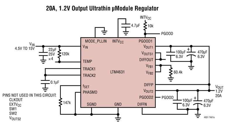 R�gulateur �Module, tr�s mince, implantable tr�s pr�s des FPGA, GPU, ASIC ou processeurs sous un m�me radiateur