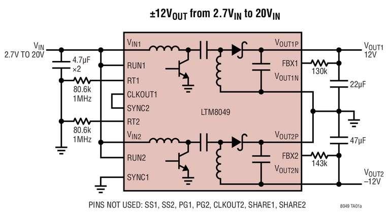 R�gulateur �Module, en bo�tier BGA 15mm x 9mm x 2,42mm, configurations en modes SEPIC (abaisseur-�l�vateur) et inverseur