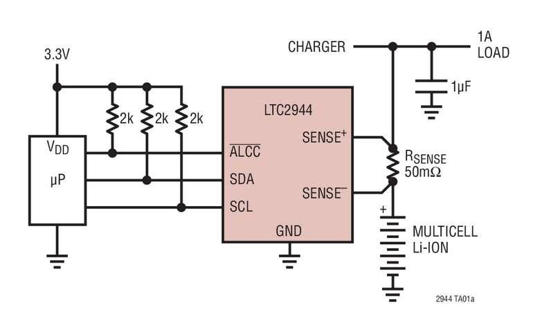 Gestionnaire de charge de batterie 60V, � interface I2C, pour la mesure des param�tres de l��tat de la charge avec une pr�cision de 1%