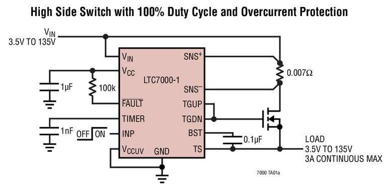 Contr�leur de MOSFET canal N, 150V, rapide, prot�g� c�t� haut, possibilit� d�un rapport cyclique de 100%