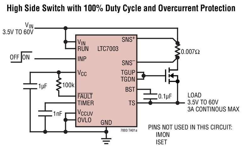 Contr�leur de MOSFET canal N, 60V, rapide, prot�g�, c�t� haut, possibilit� d�un rapport cyclique de 100%