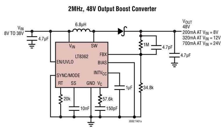 Convertisseur DC/DC �l�vateur / SEPIC / inverseur, 60V, 2A, 2MHz, courant de repos IQ = 9�A