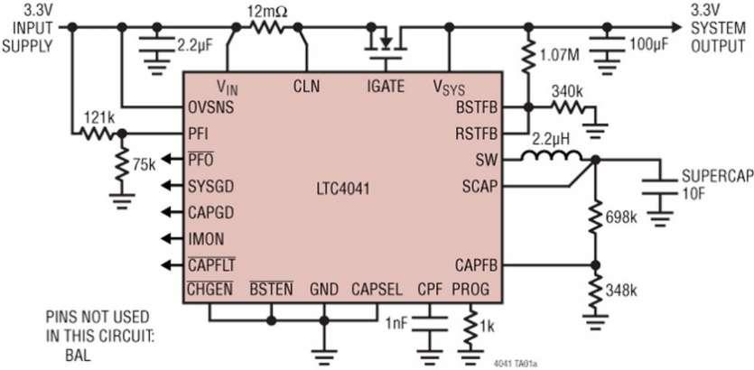 Gestionnaire de batterie de sauvegarde 2,5A, � haute int�gration, assurant la charge et la sauvegarde d�un syst�me jusqu�� deux supercondensateurs