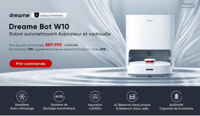 Goboo lance le robot aspirateur et balai autonettoyant Dreame W10